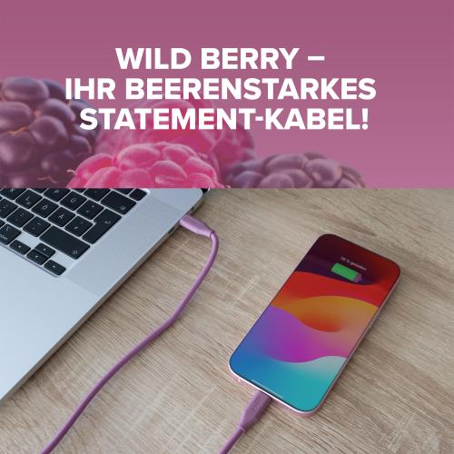 Preview: USB-C Schnellladekabel – 100W – Silikon – Wild Berry (lila)