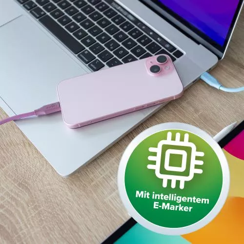 USB-C Schnellladekabel – 100W – Silikon – Wild Berry (lila)