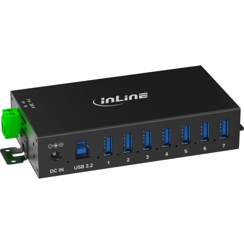 USB 3.2 Gen.1 Industrie-Hub mit 7 Ports, Aluminiumgehäuse und Netzteil