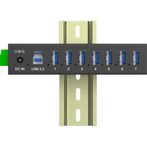 Preview: USB 3.2 Gen.1 Industrie-Hub mit 7 Ports, Aluminiumgehäuse und Netzteil