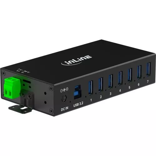 USB 3.2 Gen.1 Industrie-Hub mit 7 Ports, Aluminiumgehäuse und Netzteil
