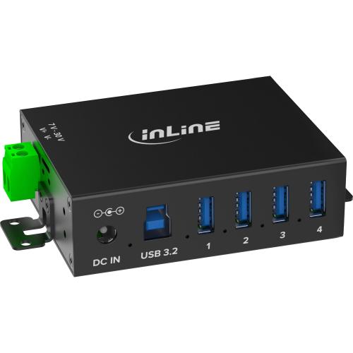 USB 3.2 Gen.1 Industrie-Hub mit 4 Ports, Aluminiumgehäuse und Netzteil