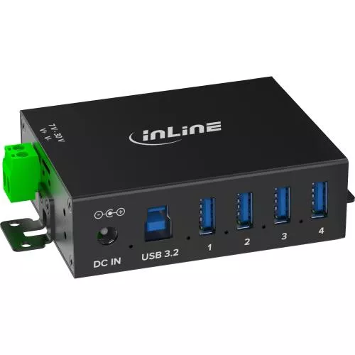 USB 3.2 Gen.1 Industrie-Hub mit 4 Ports, Aluminiumgehäuse und Netzteil
