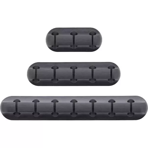 Kabelmanager-Set, 3-/5-/7-fach, selbstklebend mit 3M®-Pad, Schwarz