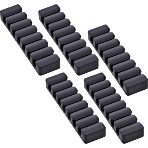 5er Pack Kabelclip 7-fach, selbstklebend, mit 3M®-Pad, Schwarz