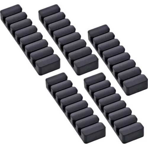 5er Pack Kabelclip 7-fach, selbstklebend, mit 3M®-Pad, Schwarz