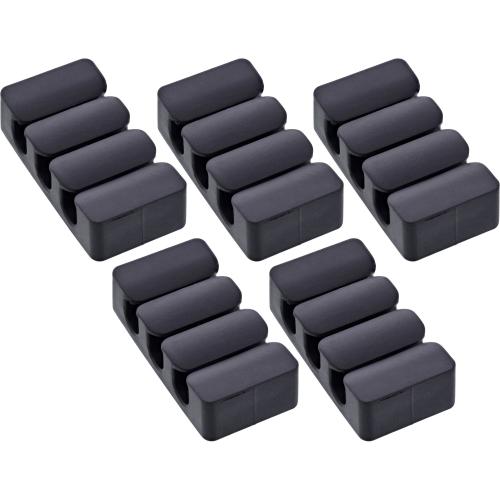 5er Pack Kabelclip 3-fach, selbstklebend, mit 3M®-Pad, Schwarz