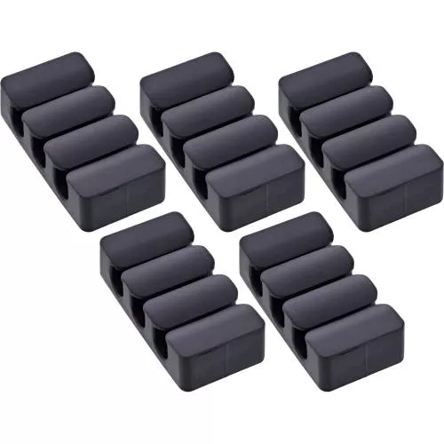 5er Pack Kabelclip 3-fach, selbstklebend, mit 3M®-Pad, Schwarz