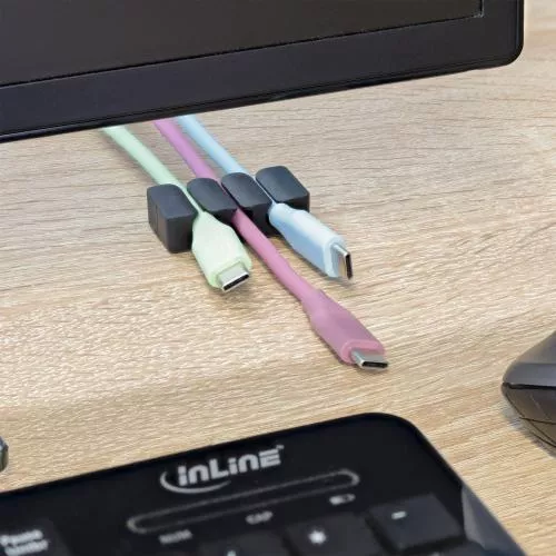 5er Pack Kabelclip 3-fach, selbstklebend, mit 3M®-Pad, Schwarz