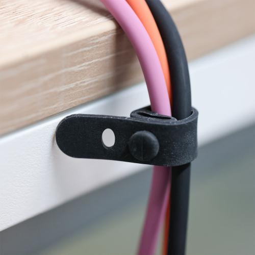 Preview: 10er Pack Silikon-Kabelbinder, flexibel & wiederverwendbar, 65×10 mm, Schwarz