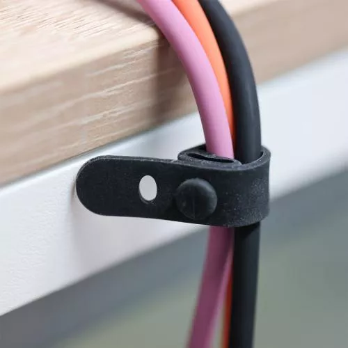 10er Pack Silikon-Kabelbinder, flexibel & wiederverwendbar, 65×10 mm, Schwarz