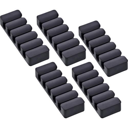 5er Pack Kabelclip 5-fach, selbstklebend, mit 3M®-Pad, Schwarz