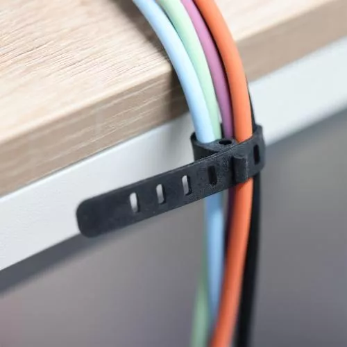 10er Pack Silikon-Kabelbinder, flexibel & wiederverwendbar, 97×10 mm, Schwarz