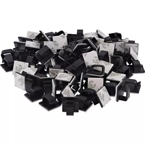 100er Pack Kabelmanager Klebesockel M, Nylon, mit 3M®-Pad, Schwarz