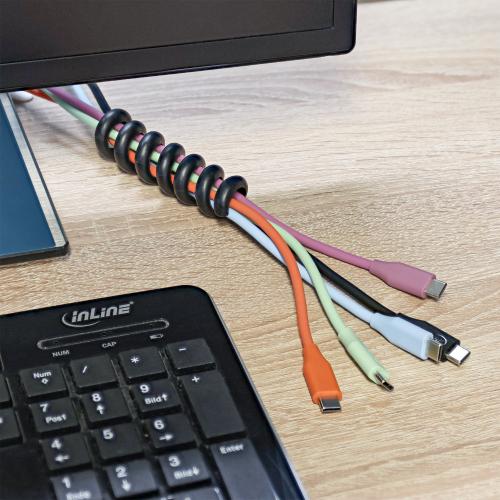 Preview: 5er Pack Kabelspirale, Kabelmanager 1-fach, 65×30 mm, Schwarz