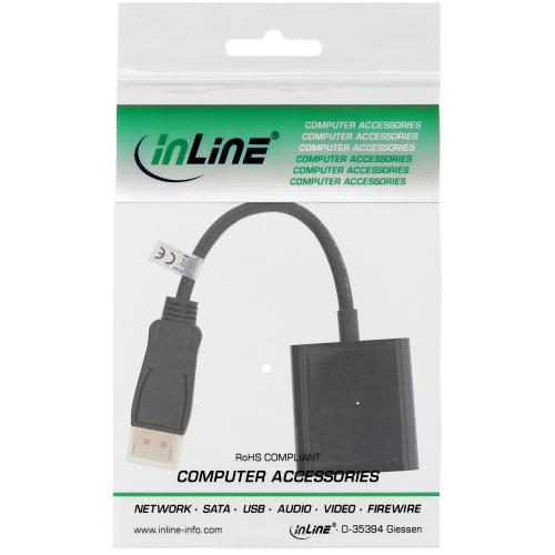 InLine® DisplayPort Adapterkabel DisplayPort Stecker auf DVI-D 24+1 Buchse schwarz 0,15m