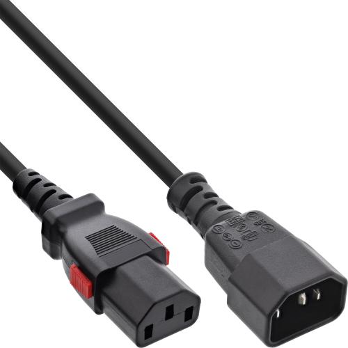 Kaltgeräteverlängerung C13 verriegelbar auf C14 – schwarz