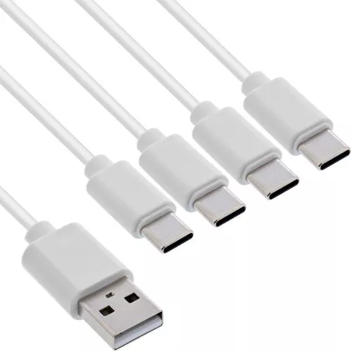 4-in-1 Y-Ladekabel USB-A auf 4x USB-C, max. 25W, weiß
