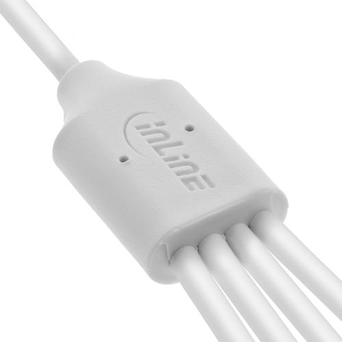 Preview: 4-in-1 Y-Ladekabel USB-A auf 4x USB-C, max. 25W, weiß