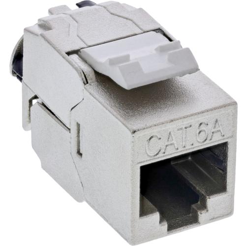 Preview: RJ45 Keystone-Modul Slim Cat.6A – LSA, vollgeschirmt, mit integriertem Kabelclip