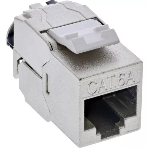 RJ45 Keystone-Modul Slim Cat.6A – LSA, vollgeschirmt, mit integriertem Kabelclip
