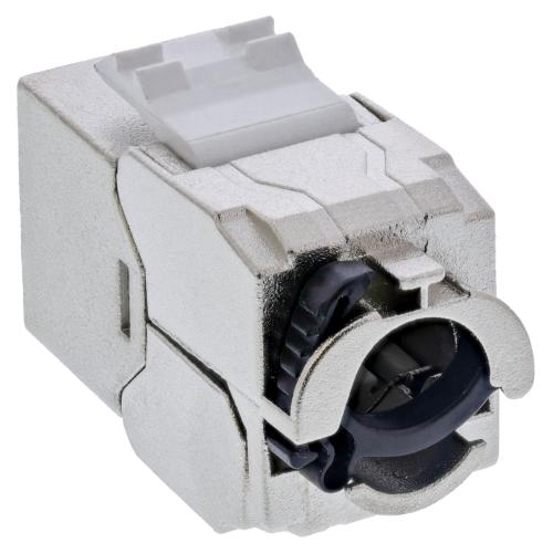 Preview: RJ45 Keystone-Modul Slim Cat.6A – LSA, vollgeschirmt, mit integriertem Kabelclip