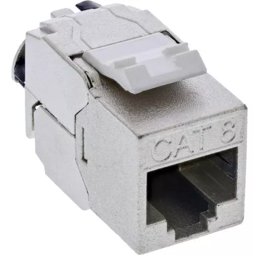 RJ45 Keystone-Modul Slim Cat.8.1 – LSA, vollgeschirmt, mit integriertem Kabelclip