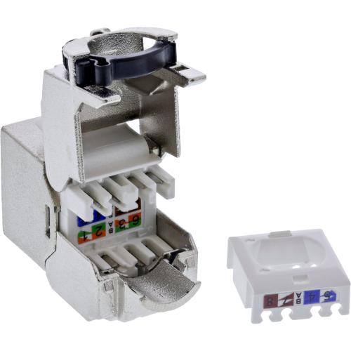 Preview: RJ45 Keystone-Modul Slim Cat.8.1 – LSA, vollgeschirmt, mit integriertem Kabelclip