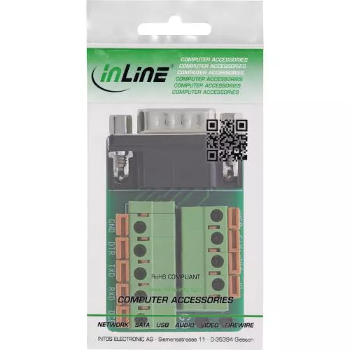 D-Sub 9 Terminalblock, Stecker, Federklemme, mit Schraubsicherung