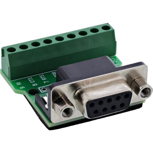 D-Sub 9 Terminalblock, Buchse, Schraubklemme, mit Schraubsicherung