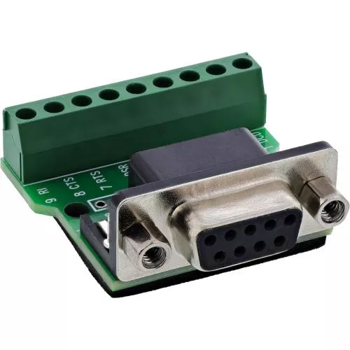 D-Sub 9 Terminalblock, Buchse, Schraubklemme, mit Schraubsicherung