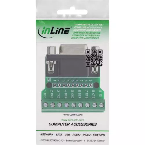 D-Sub 9 Terminalblock, Buchse, Schraubklemme, mit Schraubsicherung