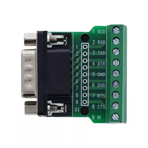D-Sub 9 Terminalblock, Stecker, Schraubklemme, mit Schraubsicherung