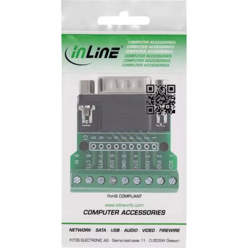 D-Sub 9 Terminalblock, Stecker, Schraubklemme, mit Schraubsicherung