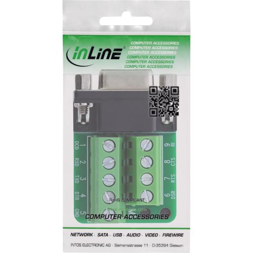 Preview: D-Sub 9 Terminalblock, Buchse, 2-reihig, Schraubklemme, Schraubsicherung