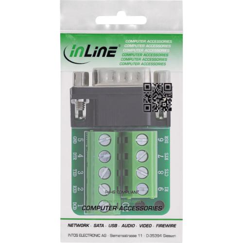 Preview: D-Sub 9 Stecker Terminalblock, 2-reihig, Schraubklemme, 5,0 mm Raster