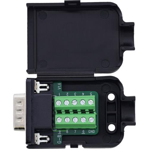 Preview: D-Sub 9 Breakout-Terminalblock Stecker, Schraubklemme, Rändelschrauben (UNC #4-40)