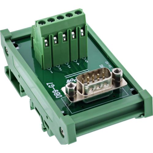 Preview: D-Sub 9 Terminalblock Stecker, Schraubklemme, Hutschiene (DIN-Rail), 14–26 AWG