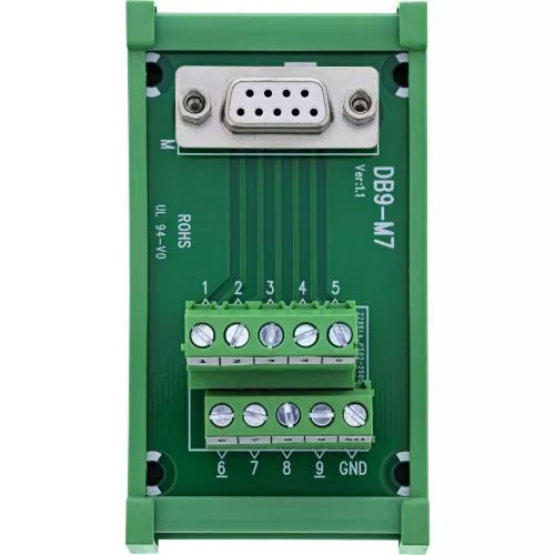 D-Sub 9 Terminalblock für Hutschiene, Buchse, Schraubklemme
