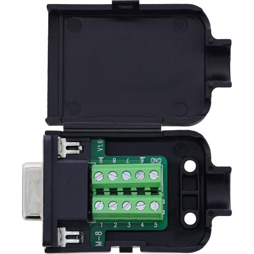 Preview: D-Sub 9 Breakout-Terminalblock, Buchse, Schraubklemme, Rändelschrauben