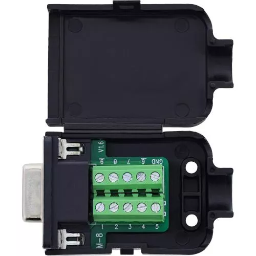 D-Sub 9 Breakout-Terminalblock, Buchse, Schraubklemme, Rändelschrauben