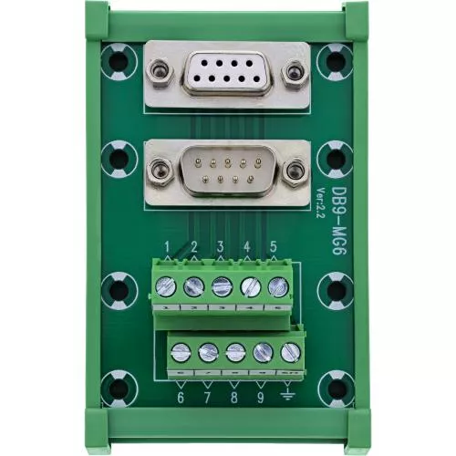 D-Sub 9 Terminalblock für Hutschiene, Buchse/Stecker, Schraubklemme