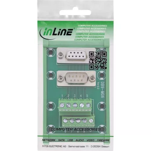 D-Sub 9 Terminalblock für Hutschiene, Buchse/Stecker, Schraubklemme