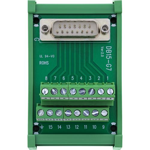 Preview: D-Sub 15 Terminalblock Stecker, 2-reihig, Schraubklemme, für Hutschiene