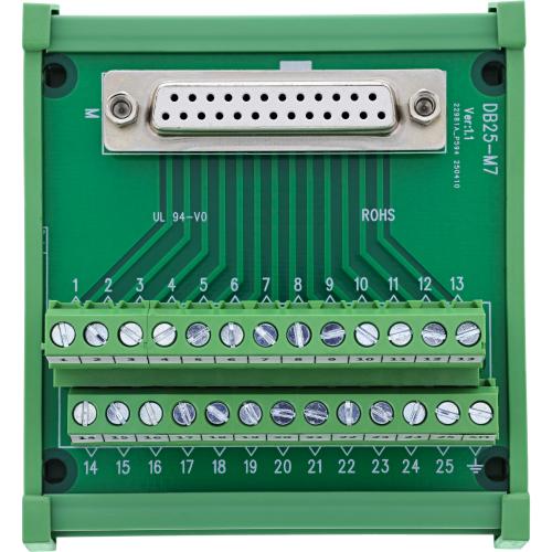Preview: D-Sub 25 Terminalblock für Hutschiene, Buchse, Schraubklemme