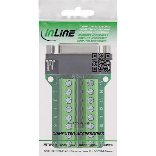 Preview: D-Sub 15 Terminalblock, Buchse, 2-reihig, Schraubklemme