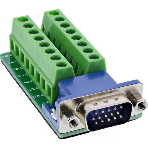 VGA (HD15) Terminalblock, Stecker, 2-reihig, Schraubklemme