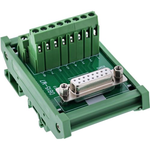 Preview: D-Sub 15 Terminalblock für Hutschiene, Buchse, Schraubklemme