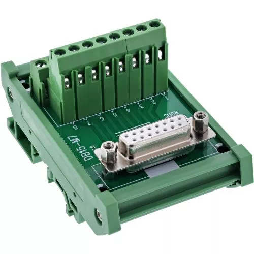 D-Sub 15 Terminalblock für Hutschiene, Buchse, Schraubklemme