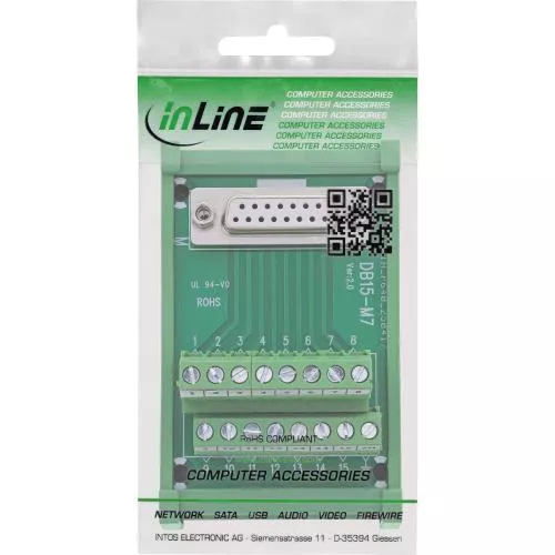 D-Sub 15 Terminalblock für Hutschiene, Buchse, Schraubklemme